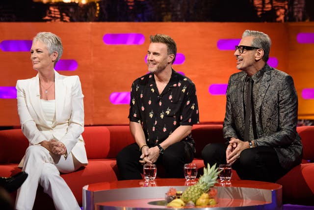 Jamie Lee Curtis, Gary Barlow, and Jeff Goldblum