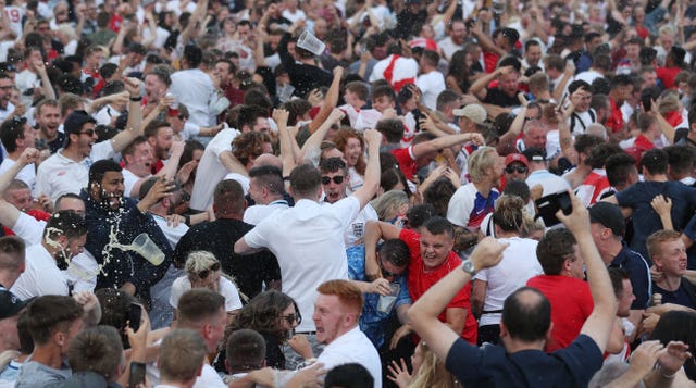 Fans watching Croatia v England