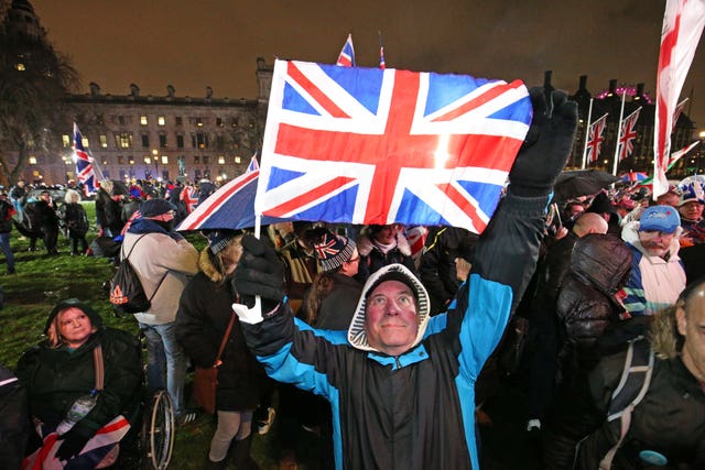 Pro-Brexit supporters in Parliament Square 