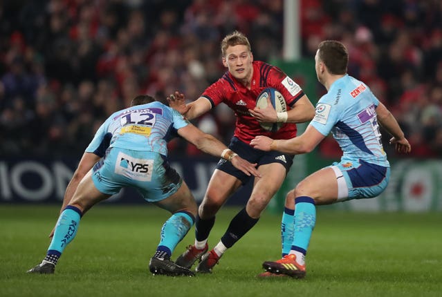 Munster full-back Mike Haley, in red, could make his Ireland debut off the bench