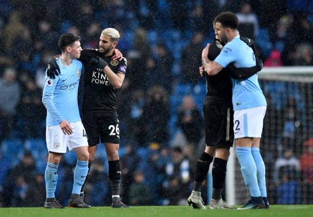 Mahrez (second left) was a target for Manchester City in January 