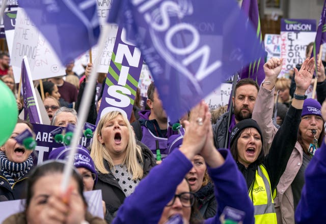 School staff on strike