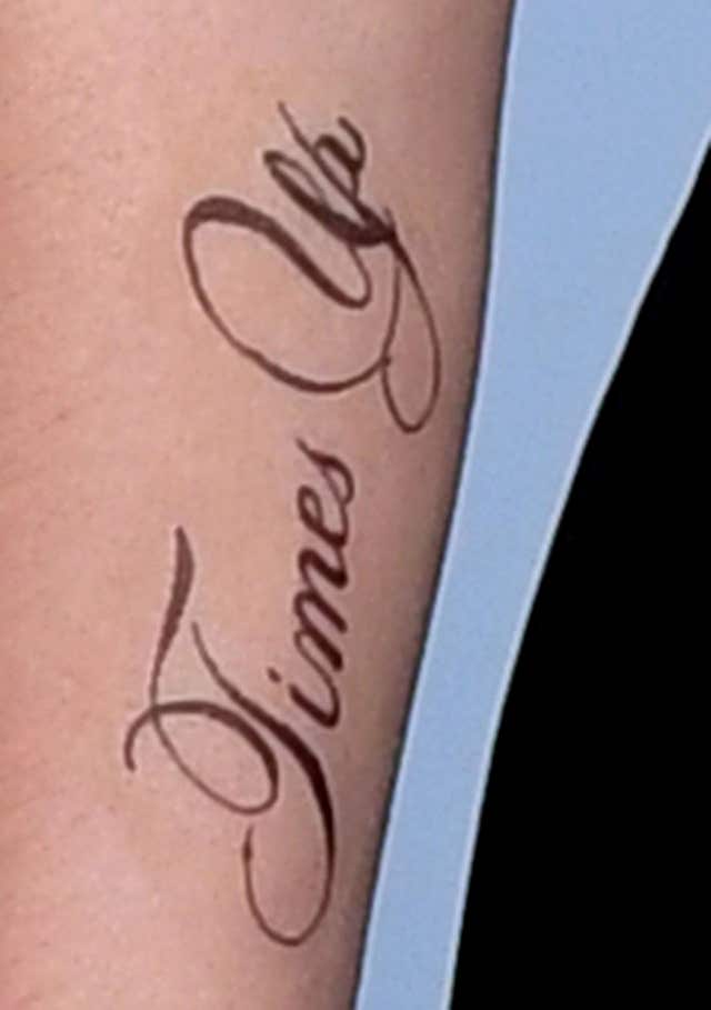 A close up of the fake Time’s Up tattoo on Emma Watson (PA Wire/PA)