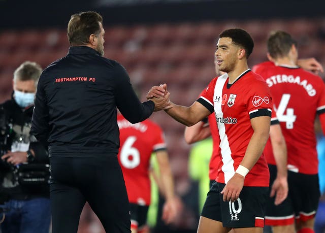 Che Adams (right) was on the scoresheet for Southampton