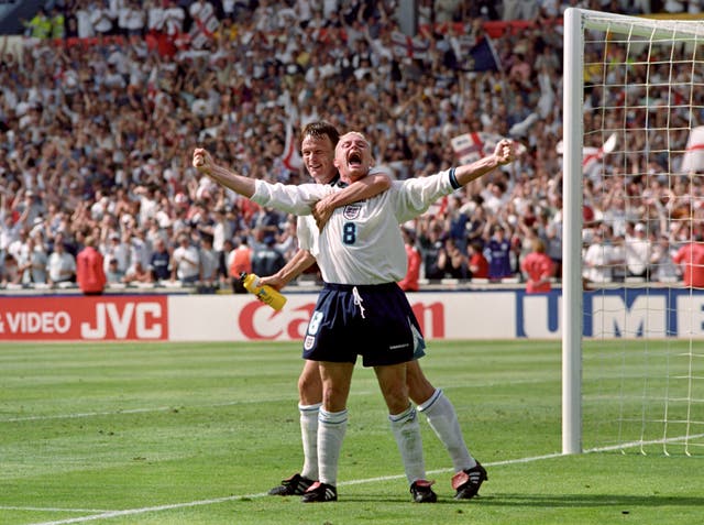 Gascoigne scored a fine goal as England beat Scotland at Euro 96.