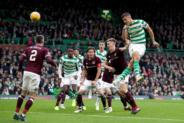 Filip Benkovic scored his first Celtic goal against Hearts