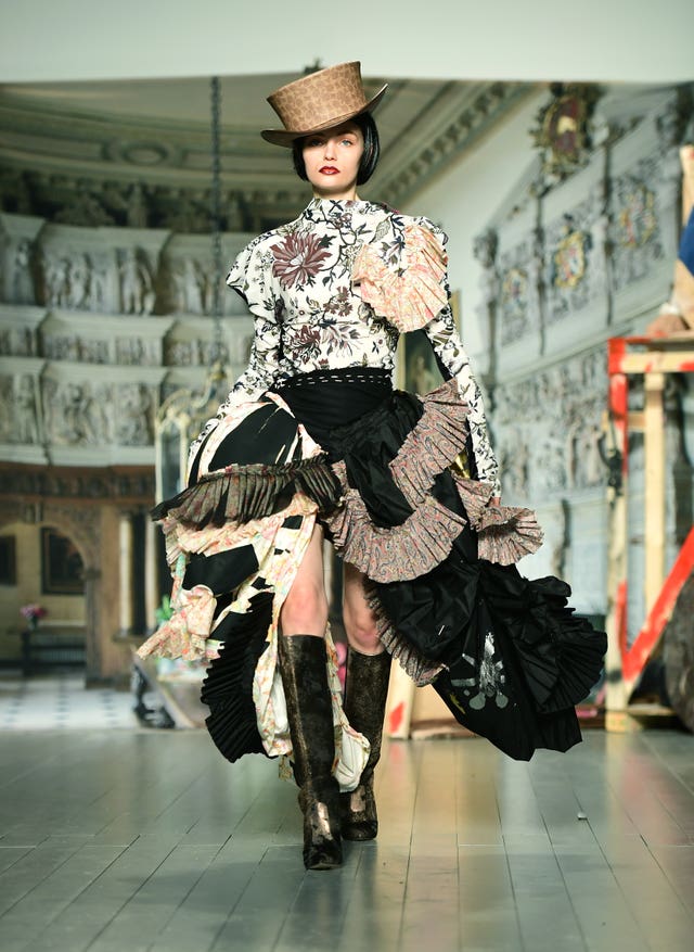 Models on the catwalk during the Matty Bovan Autumn/Winter 2019 London Fashion Week show at BFC Showspace.
