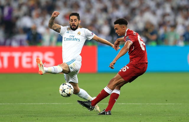 Real Madrid’s Isco playing against Liverpool in the Champions League final 