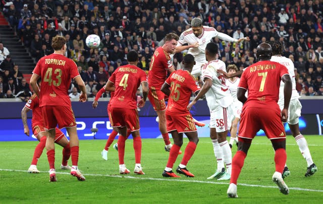 Ronald Araujo heads home the opening goal