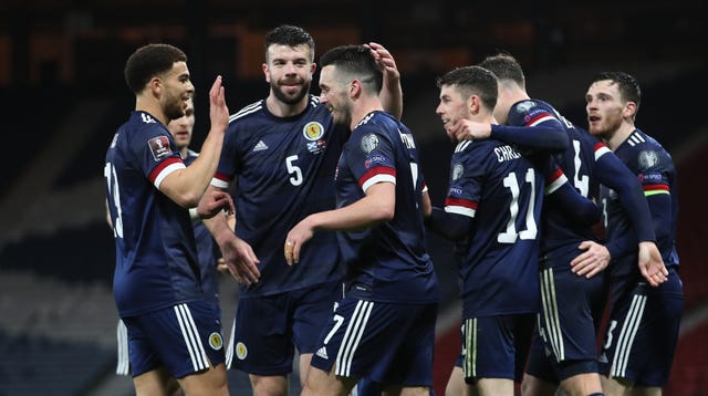 Scotland celebrate John McGinn's second goal 