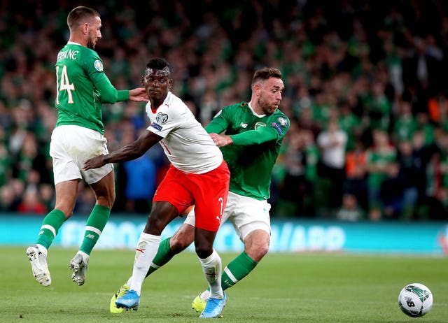 Switzerland’s Breel Embolo (centre) impressed during the 1-1 draw with the Republic of Ireland in Dublin