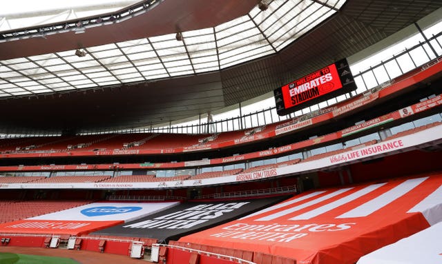 The Emirates Stadium has sat empty for matches since March.