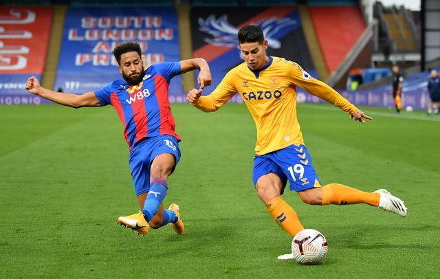 James Rodriguez, right, was involved in both of Everton's goals at Crystal Palace