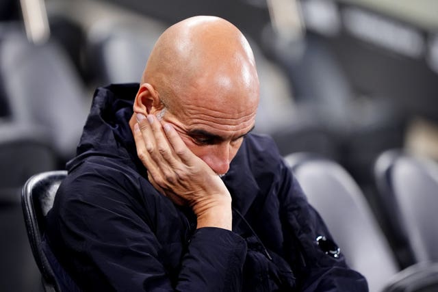 Pep Guardiola on the Manchester City touchline