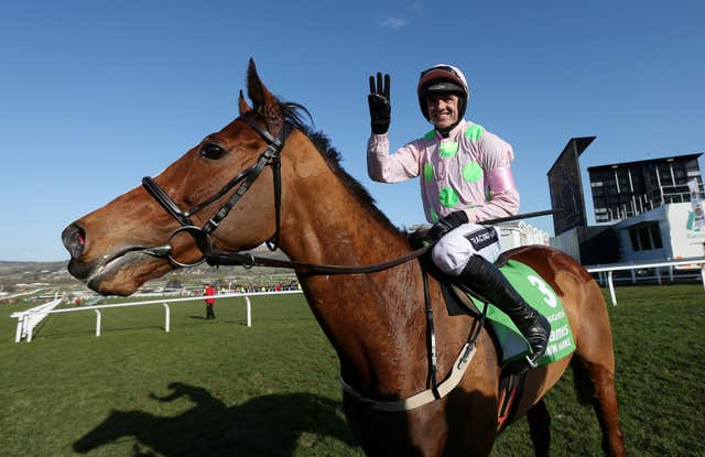 Faugheen and Ruby Walsh after winning the 2015 Champion Hurdle