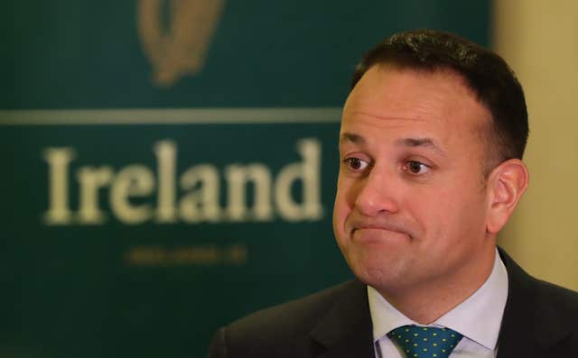 Taoiseach Leo Varadkar speaking to the media at the US Chamber of commerce in Washington DC (Niall Carson/PA)