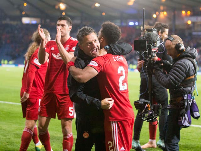 Aberdeen celebrated a famous win over Rangers