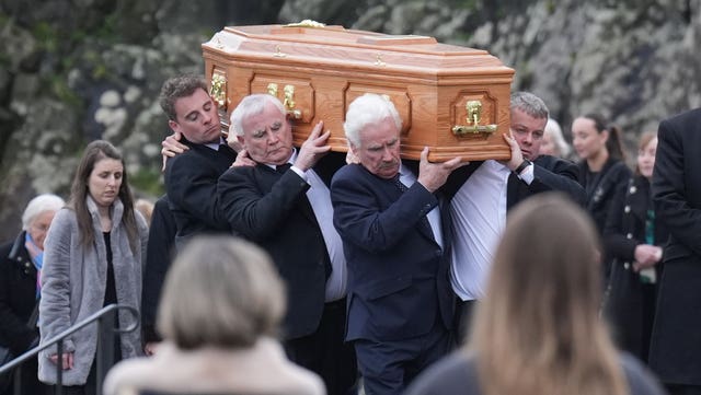Coffin being carried at the funeral of Aine O’Reilly