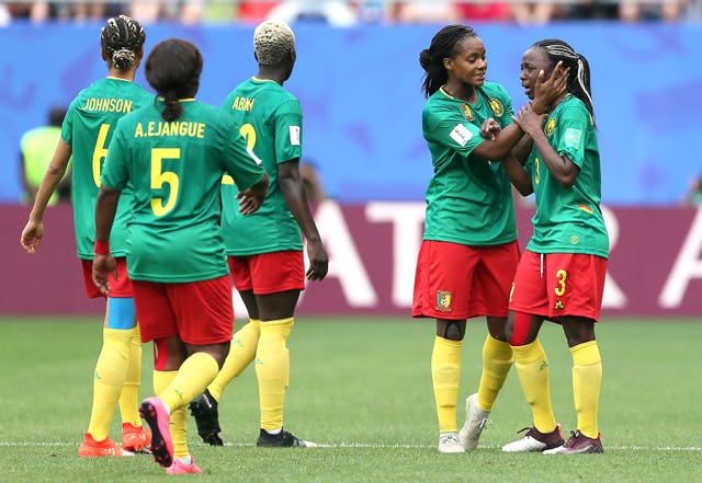 Cameroon’s players appear dejected after VAR rules out their goal