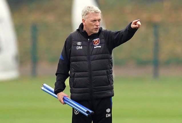 West Ham manager David Moyes during a training session