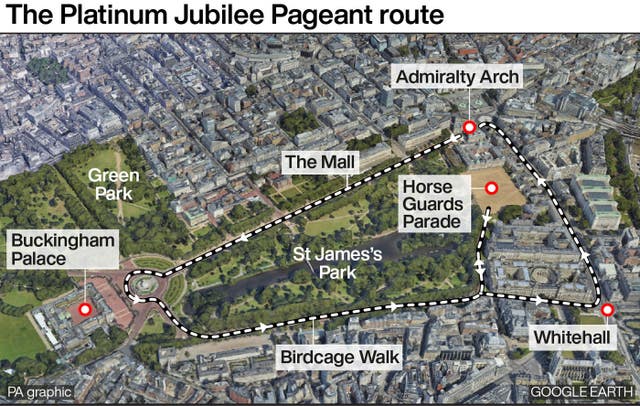 The Platinum Jubilee Pageant route