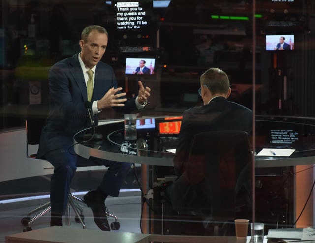 Andrew Marr, right, interviewing Foreign Secretary Dominic