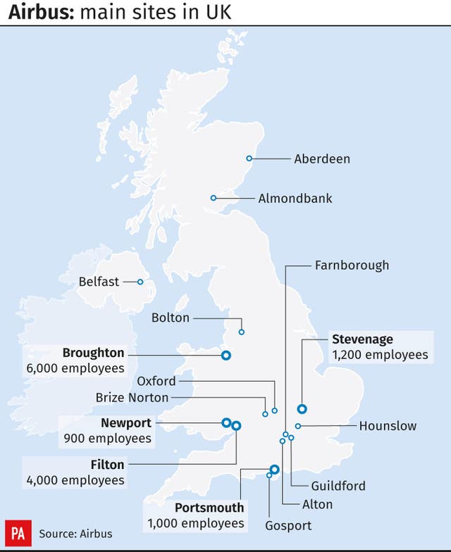 Airbus: main sites in UK.