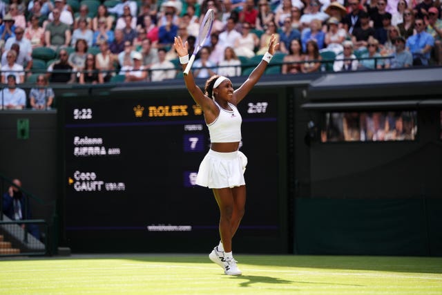 Coco Gauff celebrates