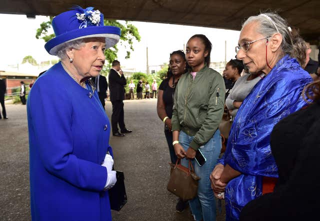 The Queen meeting members of the community after the fire in 2017