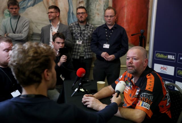 Raymond Van Barneveld during his post match interview after losing against Darin Young 