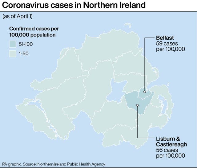 PA infographic about coronavirus cases in Northern Ireland