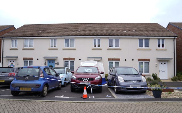 A police tent at the scene in Dragon Rise in Norton Fitzwarren, near Taunton