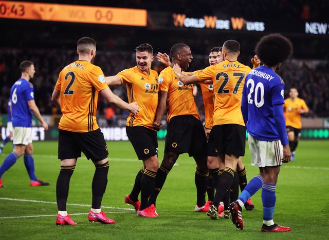 Willy Boly celebrates scoring but his goal is later ruled out for offside