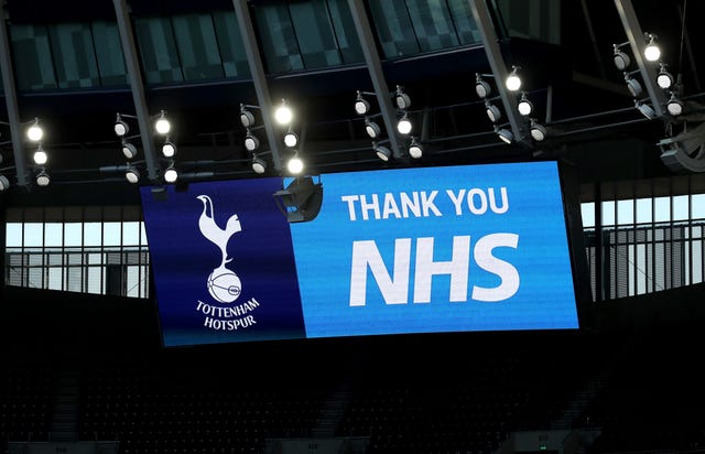 A message thanking the NHS at the Tottenham Hotspur Stadium 