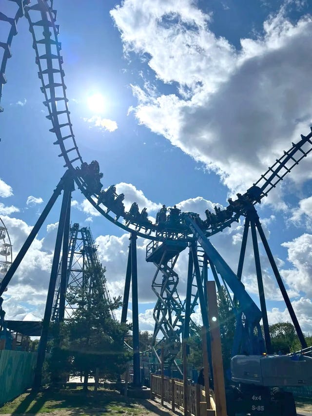 Firefighters rescuing 27 people stuck on a rollercoaster at Pleasurewood Hills in Lowestoft