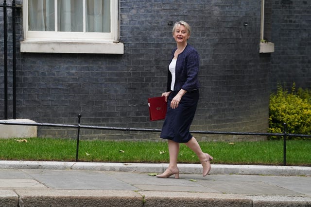 Yvette Cooper walking on Downing Street