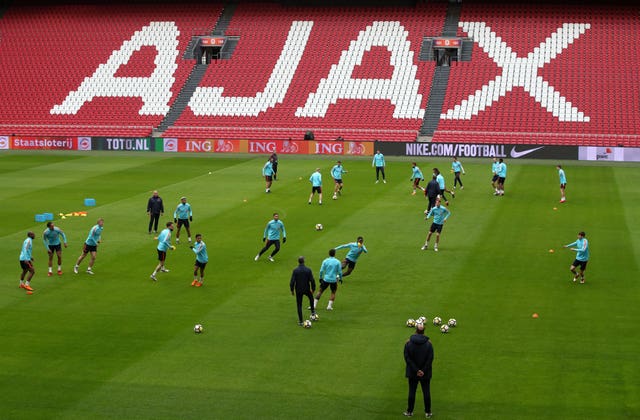Holland train at the Amsterdam ArenA ahead of Friday night's friendly