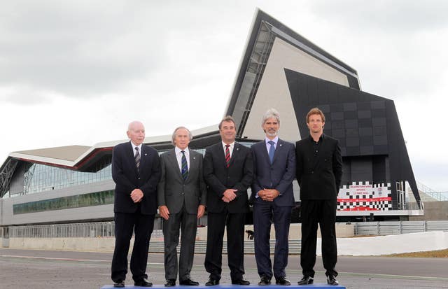 (left to right) John Surtees, Jackie Stewart, Nigel Mansell, Damon Hill and Jenson Button