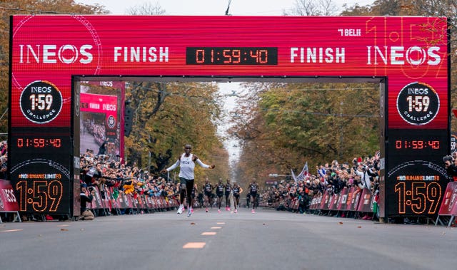 Eliud Kipchoge becomes the first becoming the first runner to finish a marathon distance in under two hours