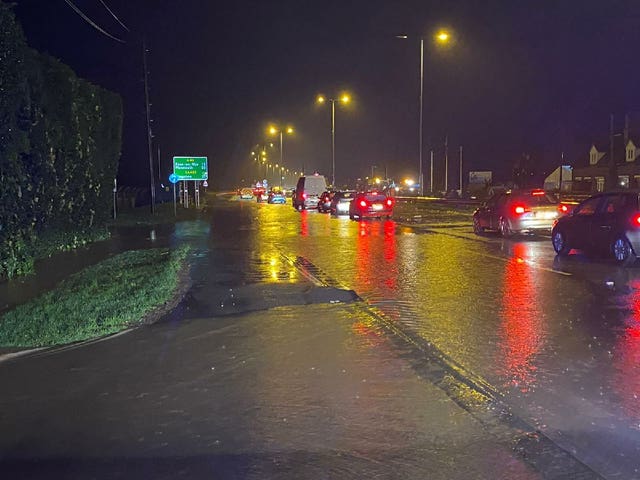 The A40 dual carriageway at Highnam in Gloucester was almost impassable on Wednesday night