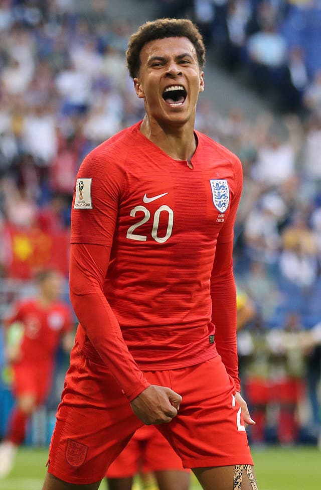 All smiles for Dele Alli as he scores England's second