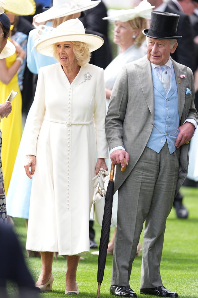 The King and Queen on day two of Royal Ascot at Ascot Racecourse, Berkshire
