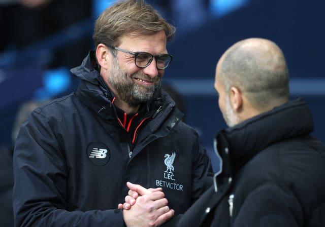 Jurgen Klopp (left) and Pep Guardiola (right) meet again next week