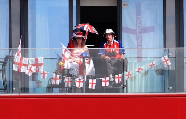 England fans watching from a balcony