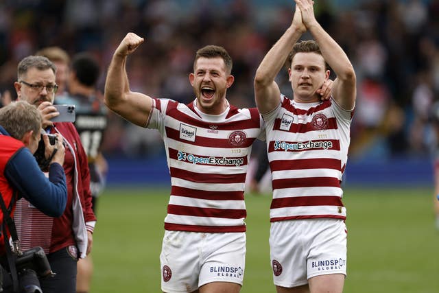 Wigan players celebrate
