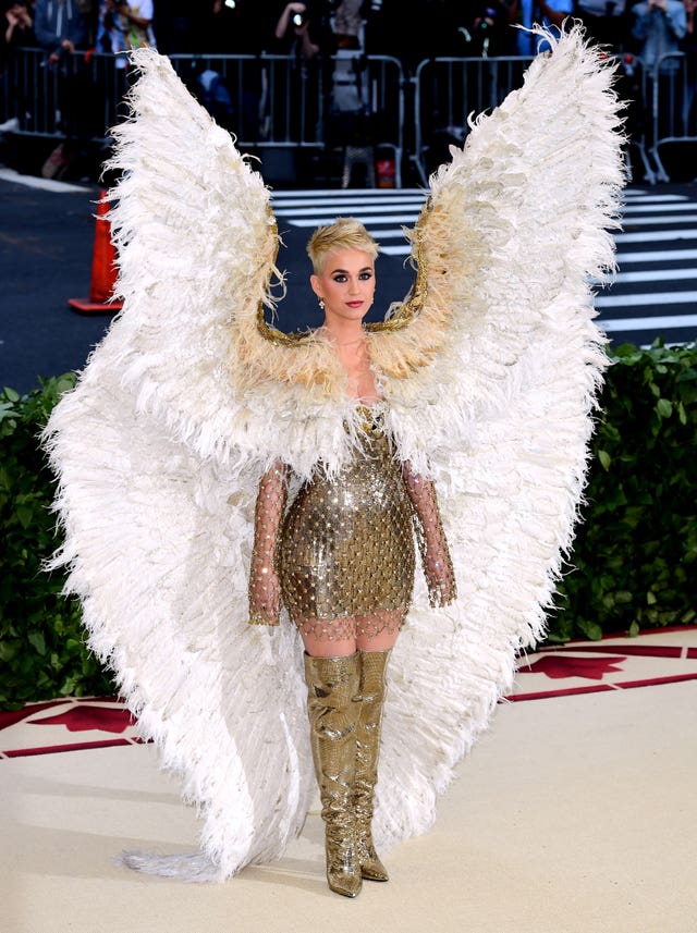 Katy Perry wore angel wings on the red carpet of the Met Gala in New York City (Ian West/PA)