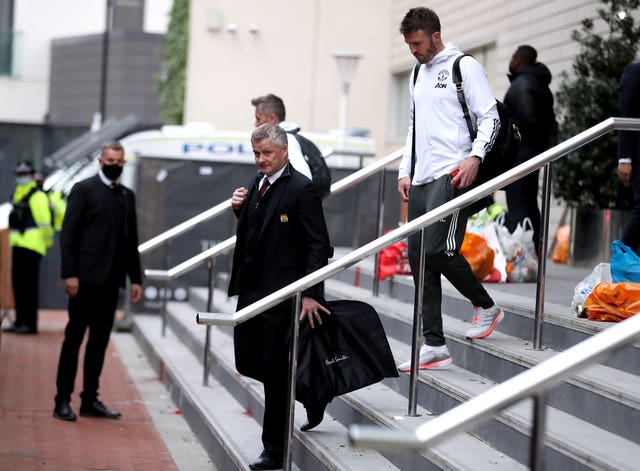 Ole Gunnar Solskjaer leaves the Lowry after Sunday's match was postponed