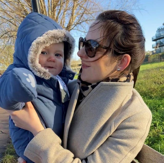 Louis Thorold with his mother Rachael Thorold