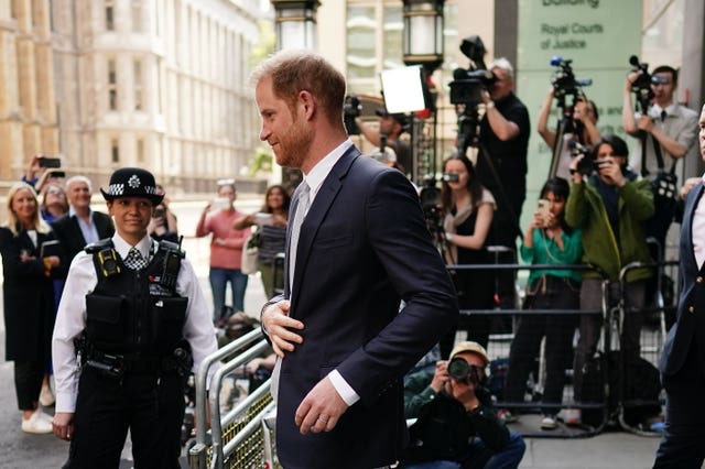 The Duke of Sussex leaves the Rolls Buildings in central London after giving evidence