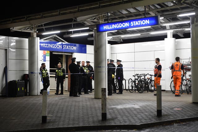 Police outside Hillingdon Underground station